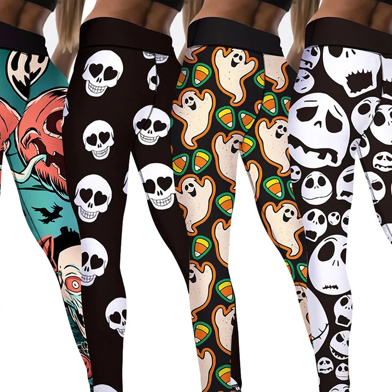 Pumpkin Digital Print Yoga Pants High waisted Hip-lifting  Leggings breathe absorb sweat and prevent running-out