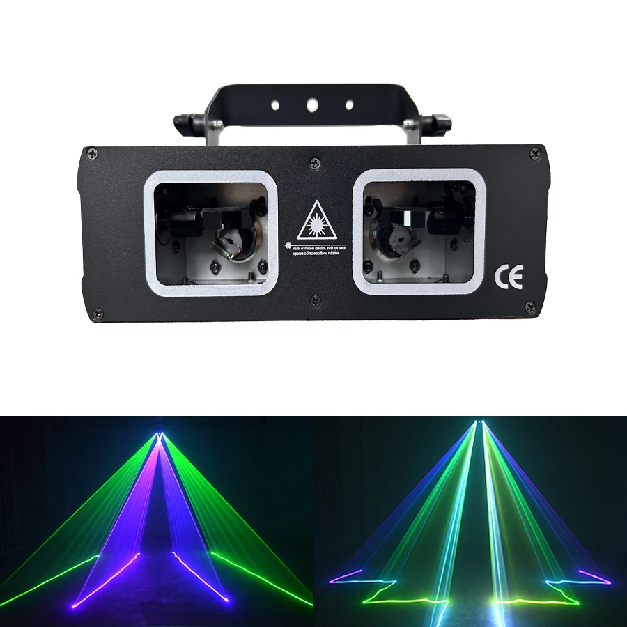 Disco Laser Light Dual Lens RGB Beam Line Scanner Projector Laser Lamp Dmx512 Suitable for Dj Party Wedding Bar Stage Light