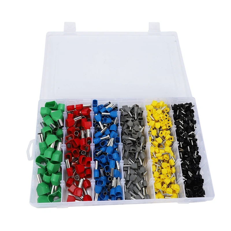 3900Pcs Dual Bootlace Ferrule Teminator Kit Electrical Crimp Dual Entry Cord End Wire Terminal Connector