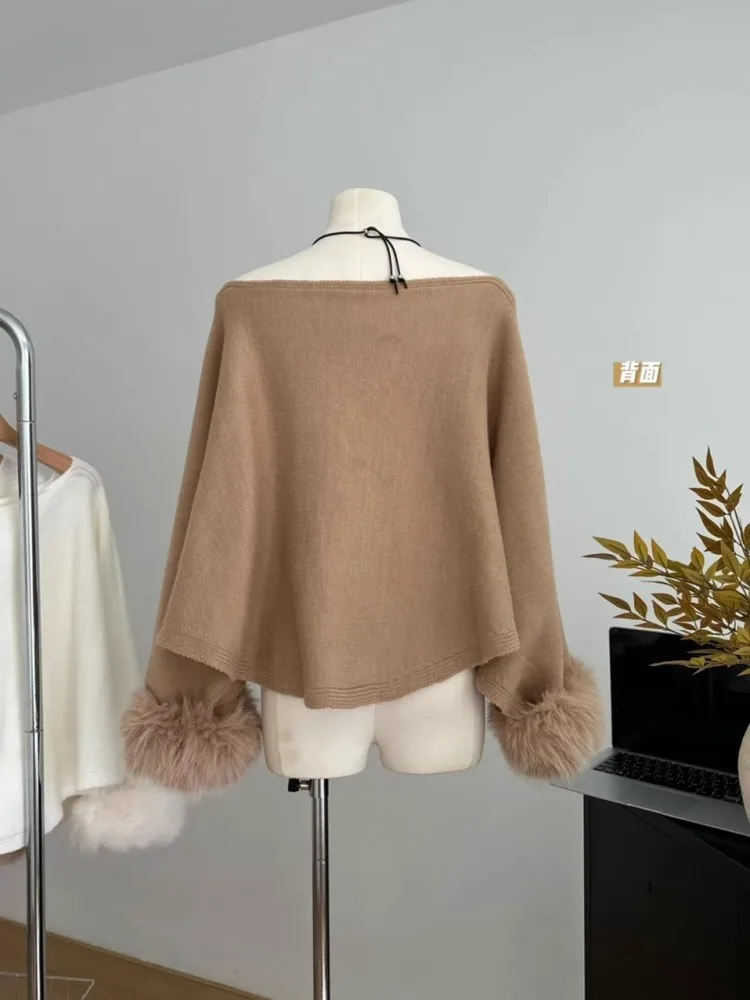

High End Design With Off Shoulder Woolen Knit Sweater For Women, 2024 Autumn And Winter New One Shoulder Loose Top