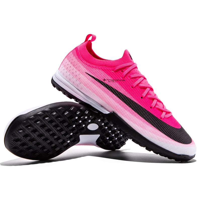 

High-grade Pink Mens Soccer Shoes Training TF/FG Outdoor Sport Football Boots Adult Long Spikes Non Slip Match Soccer Cleats