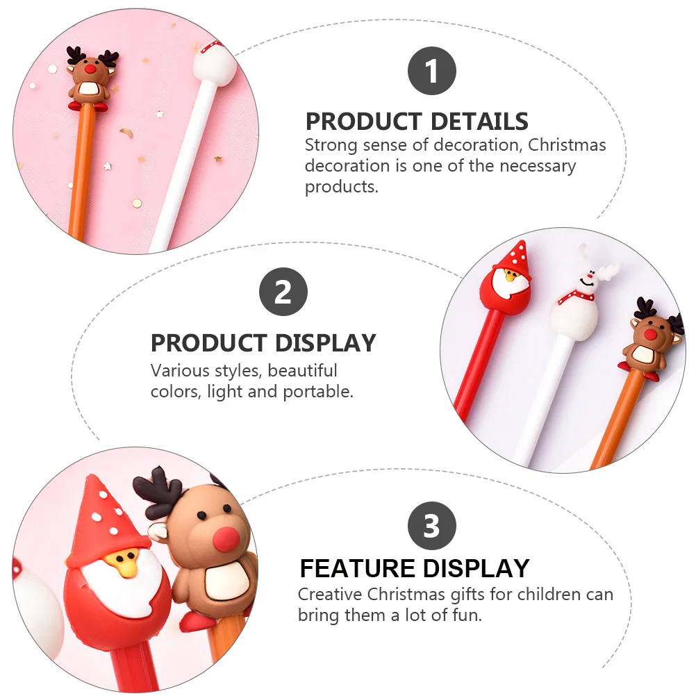 

12Pcs Christmas Gel Pens 0.5mm Creative Writing Pens Xmas Gift Cartoon School Supplies Stationery Pen Xmas Gel Pen