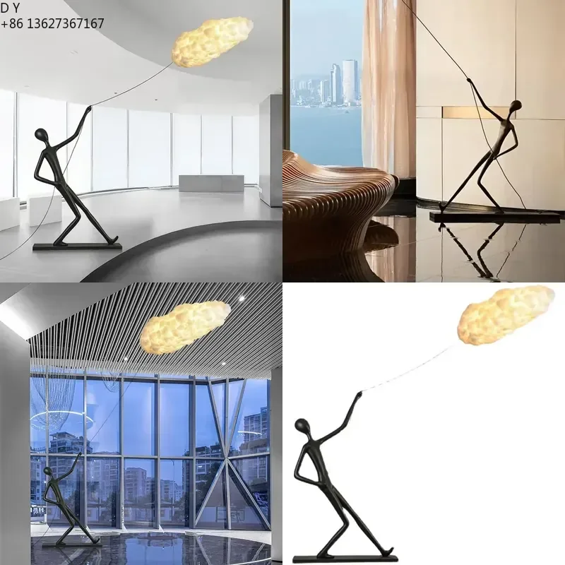 for 90cm New Humanoid Hand Pull Cloud Floor Lamp Light Sculpture Decoration for Hotel Villa Sales Department Modern