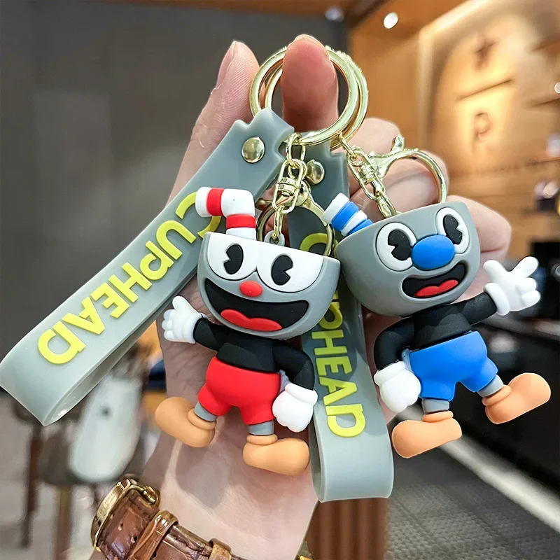 

MINISO Retro Cartoon Style Game Cuphead Keychain Pvc Doll Car Keychains Accessories Toy Gift For Gaming Fans Backpack Pendent