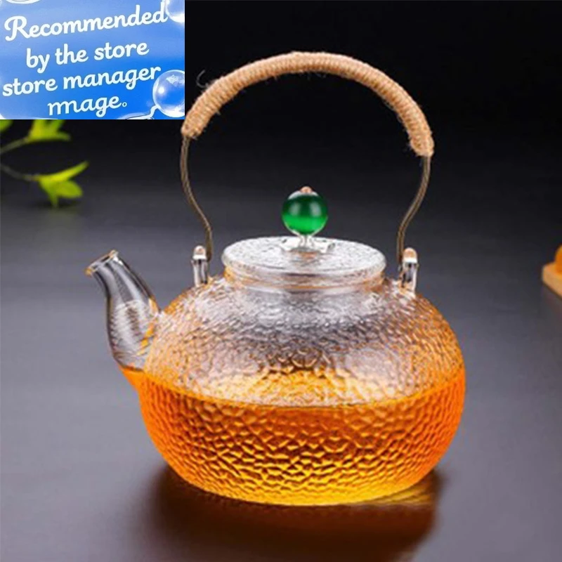 

Glass Teapot High Temperature Resistant Tea Set Handmade Hammered Texture Flower Teapot With Handle To Make Teapot Gaiwan Pu Erh