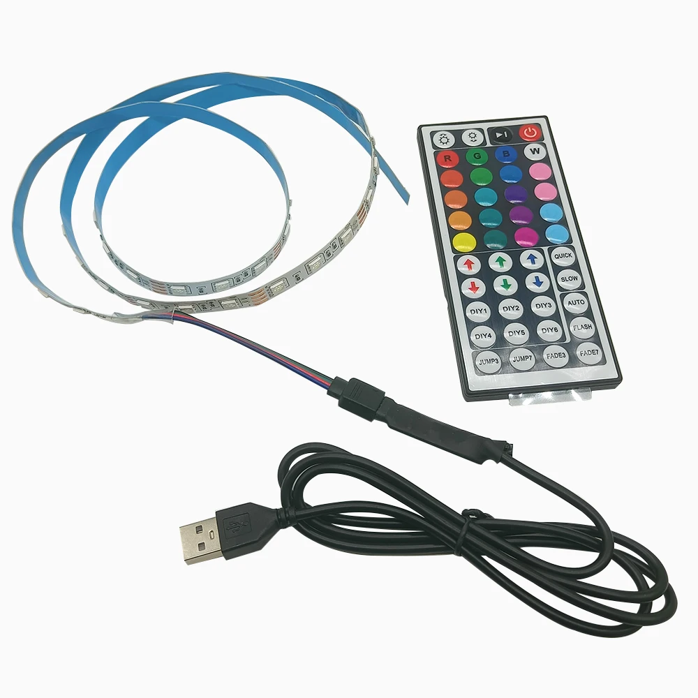 5V USB LED Strip RGB Light 5050 24key / 44key Remote Control Kit USB Power Waterproof Flexible Led Tape Adhesive TV Backlights