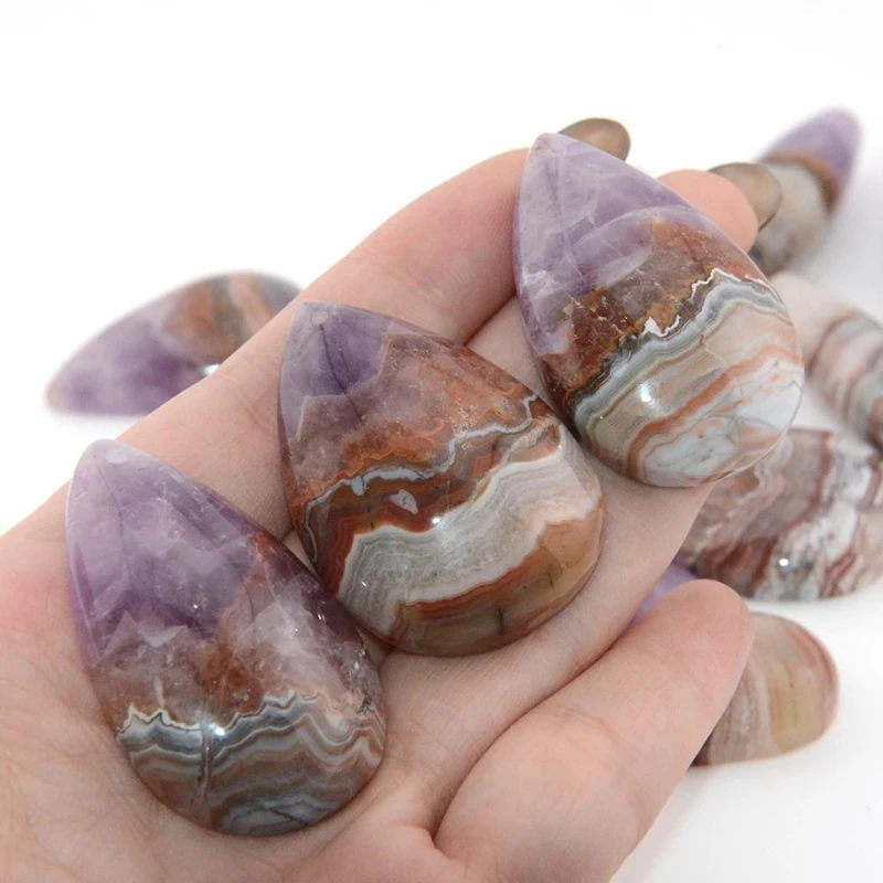 Natural Amethyst Agate Waterdrop Carving 4-6cm Polished Gemstone Craft Home Office Decor Gift