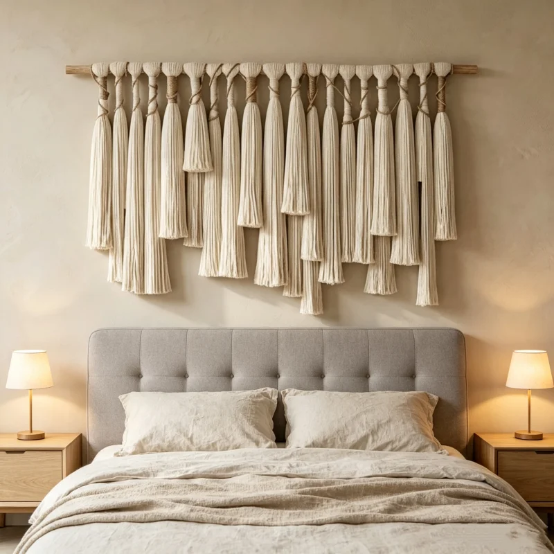 Boho Large Fringe Macrame Wall Hanging Handmade Tassel Tapestry Minimalist Wall Pendant for Bedroom Living Room Home Decor