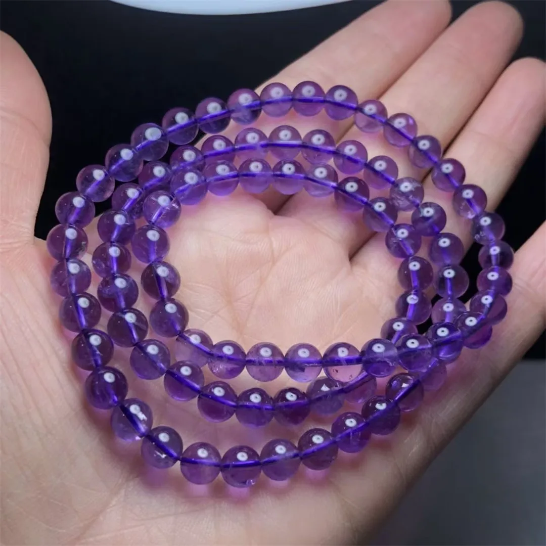 

6 мм натуральный фиолетовый аметист кристалл браслет ювелирные изделия для женщин леди мужчины исцеление Рейки подарок прозрачные бусины каменные нити AAAAA