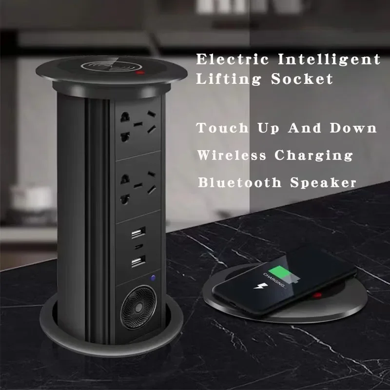 

Electric Intelligent Lifting Socket Embedded Wireless Charging Automatic Table Hole Hidden Socket EU FR UK US Universal Standard