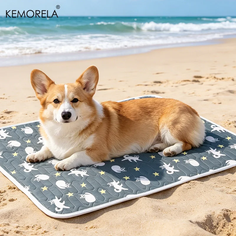 Sommer-Eisseide Haustier-Kühlmatte Wasserdichte Hunde- und Katzen-Schlafunterlage Rutschfeste Waschbare Sofaauflage Selbstkühlende Haustierbett-Accessoires – Detail 5