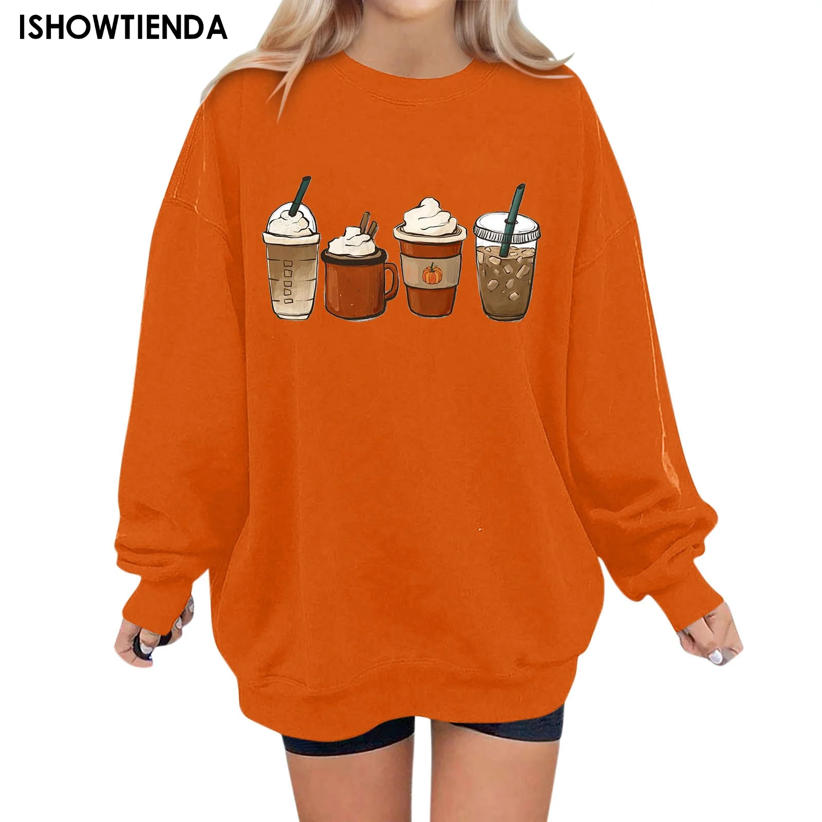 

Fall Coffee Sweatshirt Cute Fall Hoodie Thanksgiving Sweatshirt Halloween Hoodies Women Clothes Coffee Lover Pullovers Tops