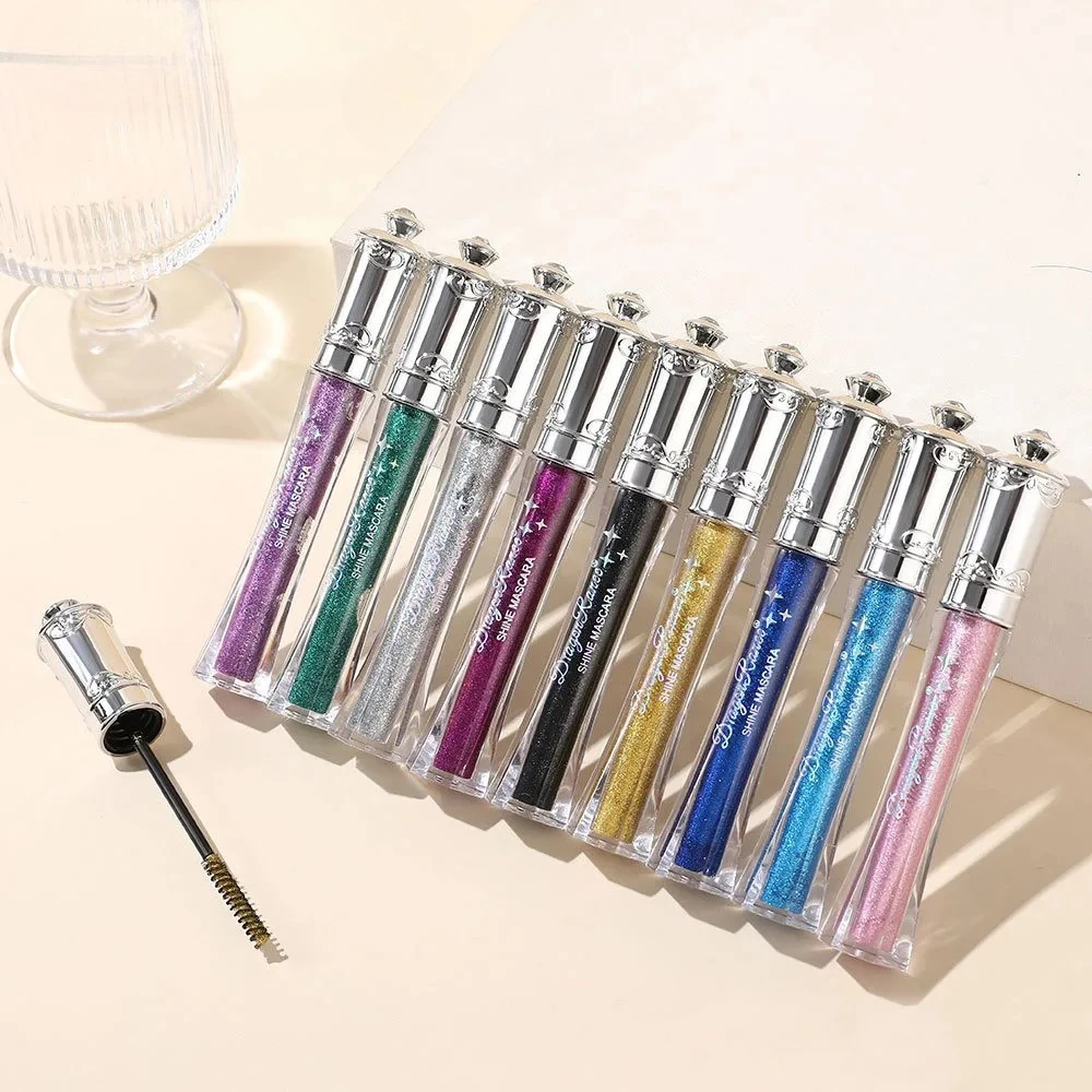 Purple Gold Diamond Mascara Shining Sequins Sweat Proof Glitter Eyelashes Quick Dry Lasting Curling Thick Mascara Shimmer Makeup