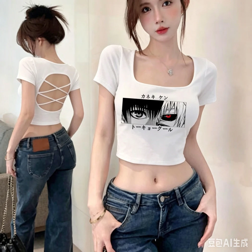 Tokyo Ghoul crop top shoujo gyaru grunge cheap anime party shirt 2000s meme goth funny kawaii