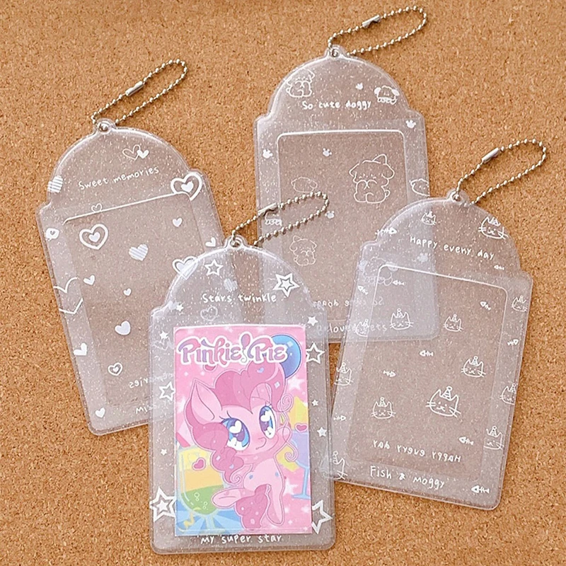 Transparent Glitter Photocard Holder Mini Idol Photo Frame Cute Photo Card Holder ID Card Display Protective Sleeve Stationery