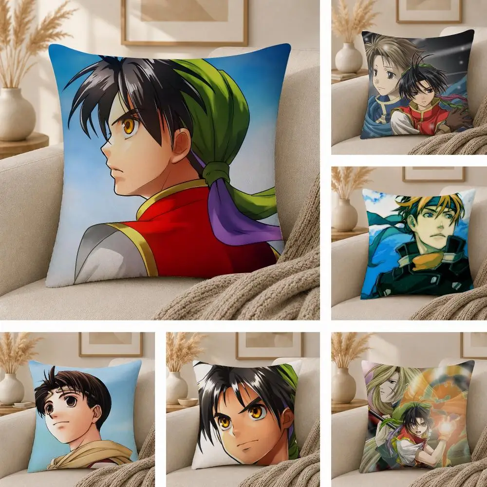 Anime G-Genso S-Suikoden Cushion Cover  Plush Fabric Soft Double Sided Print Sofa Cushion Cover Throw Pillow Covers