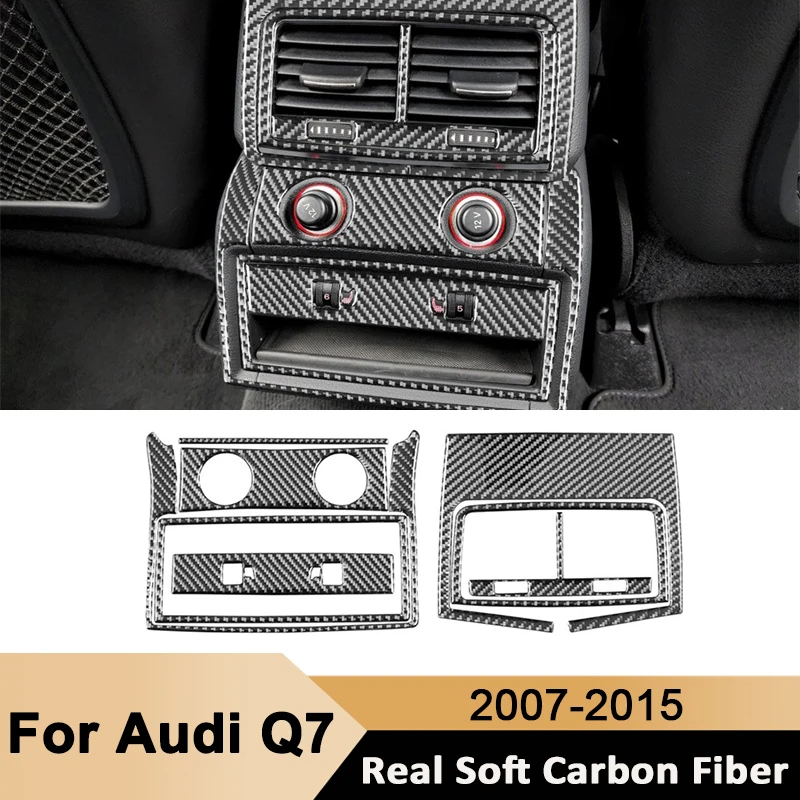 

For Audi Q7 2007- 2015 Carbon Fiber Car Rear Air Outlet Vent Panel Trim Frame Decorative Sticker Auto Interior Accessories