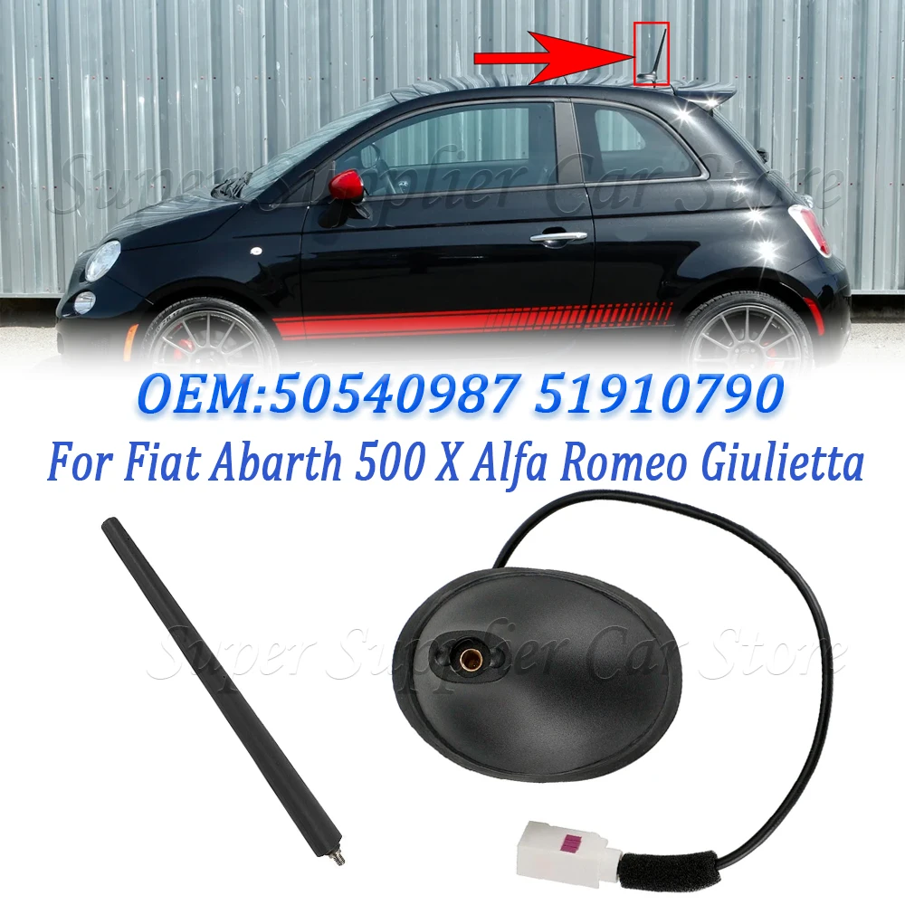 50540987 51910790 52019353 para fiat 500 312 e 500 abarth 2012-on base de antena aérea de teto de carro com mastro novos acessórios de plástico