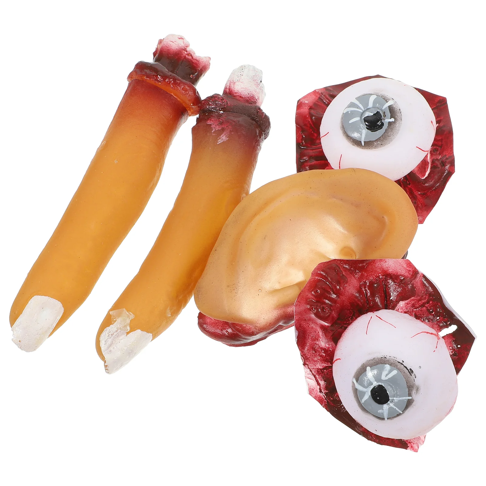 4 Pcs Halloween Organ Props Fake Eyeballs Simulation Body Bloody Ear Decor Finger Decoration Funny Prom