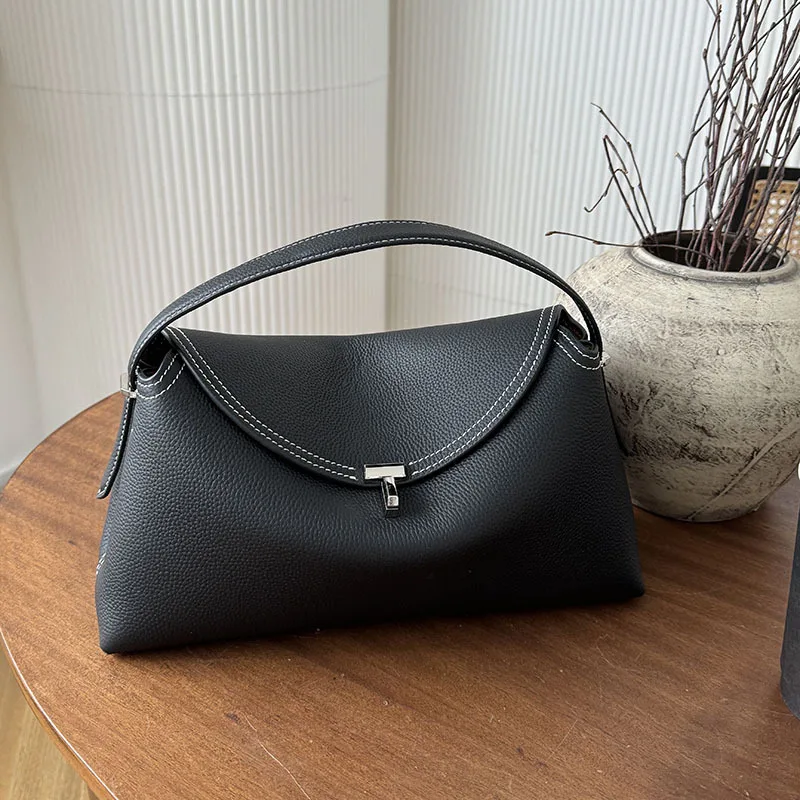 FIRMRANCH High Quality Handmade Cowhide Versatile Simple Luxury Women\'s Commuting Shoulder Diagonal Boston Pillow Bag Handbag