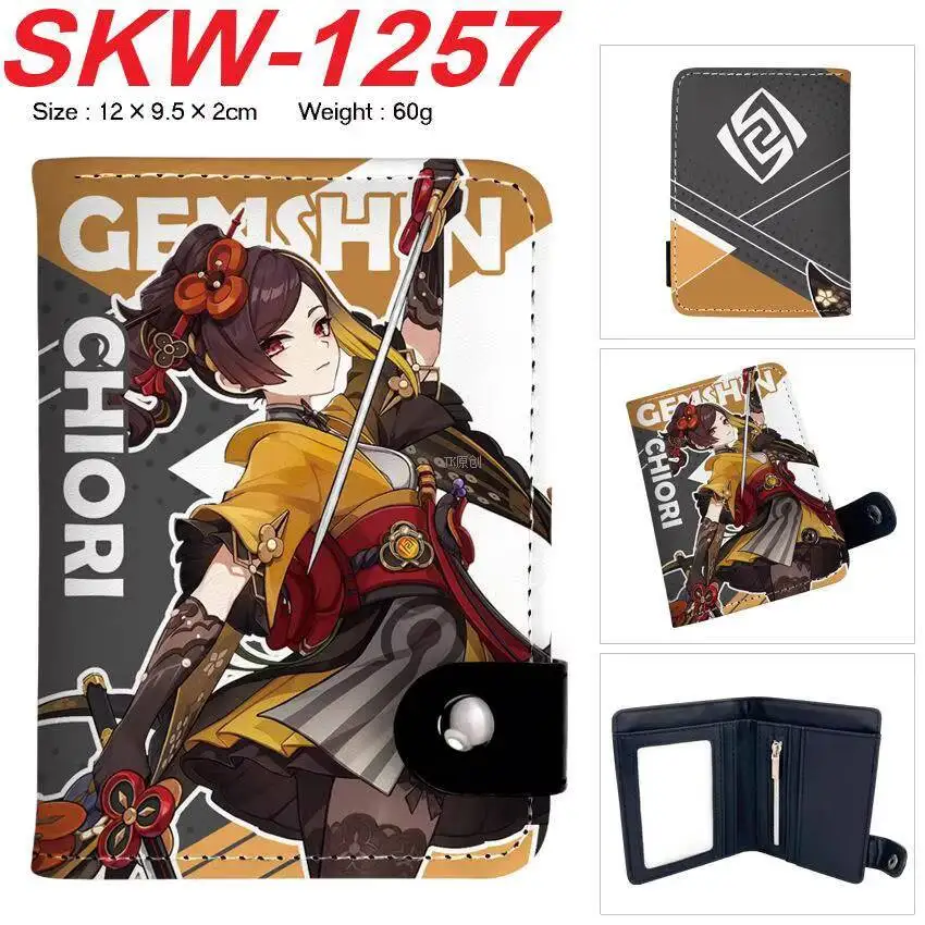 Genshin Impact Anime Merchandise Funina Zhongli Vertical Snap Wallet Coin Purse Unisex Back-To-School Student Card Holder Anime