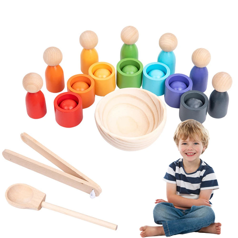 Houten Montessori Sorteerspel Multifunctioneel Montessori Kleursorteerspeelgoed Kleurafstemmingsspeelgoed voor Outdoor Travel School