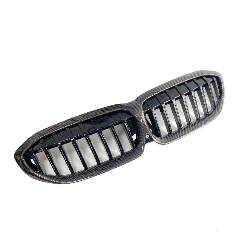 ront Bumper Hood Kidney Grille Real Carbon Fiber Dual Line Sport Racing Grill for BMW 3 Series G20 Sedan G21 Wagon 2019-2022