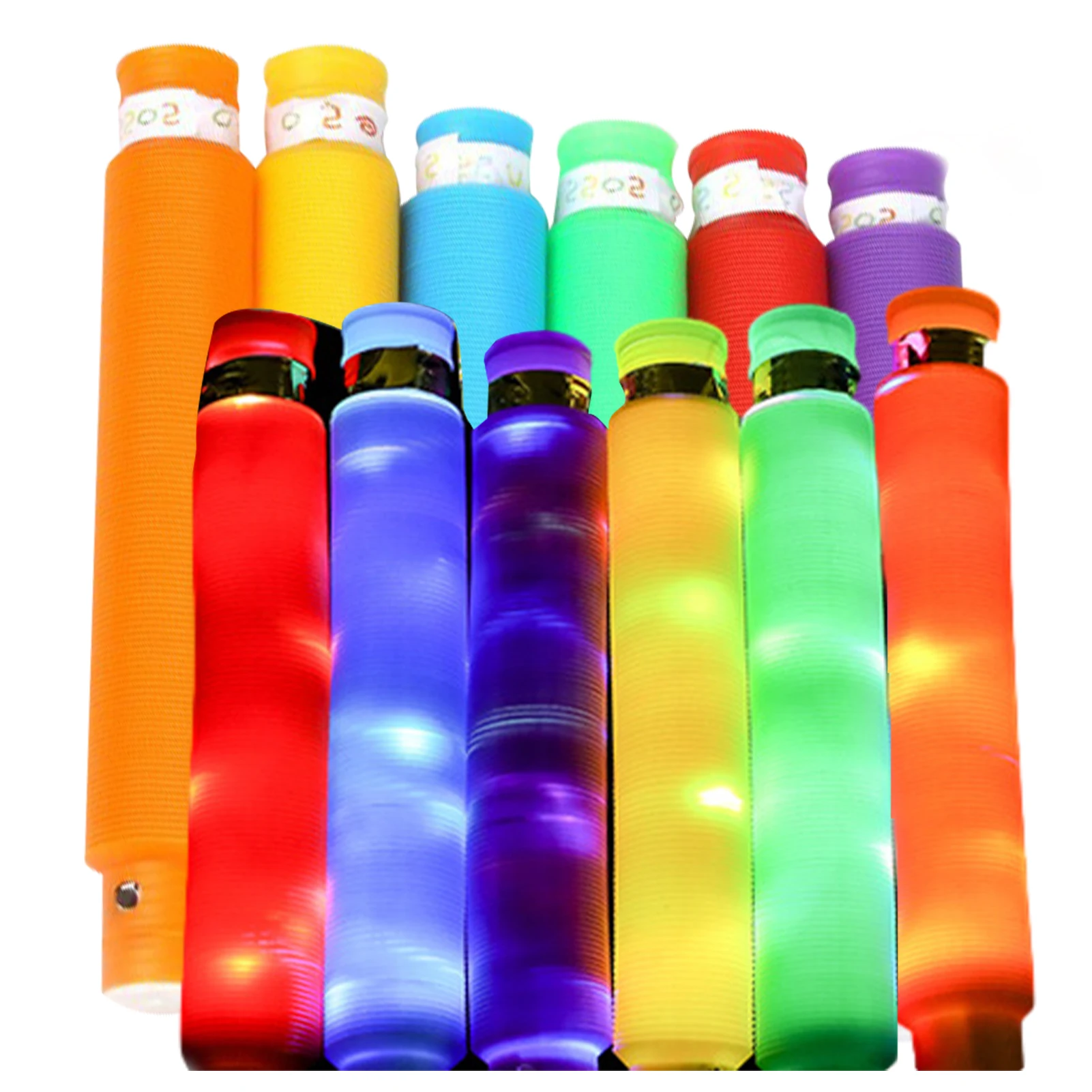 

Pop Tube Toy 12 Pack Pop Tubes Kids Toy With 3 Lighting Modes Luminous Glow Sticks Party Toy For Concerts Carnivals Weddings