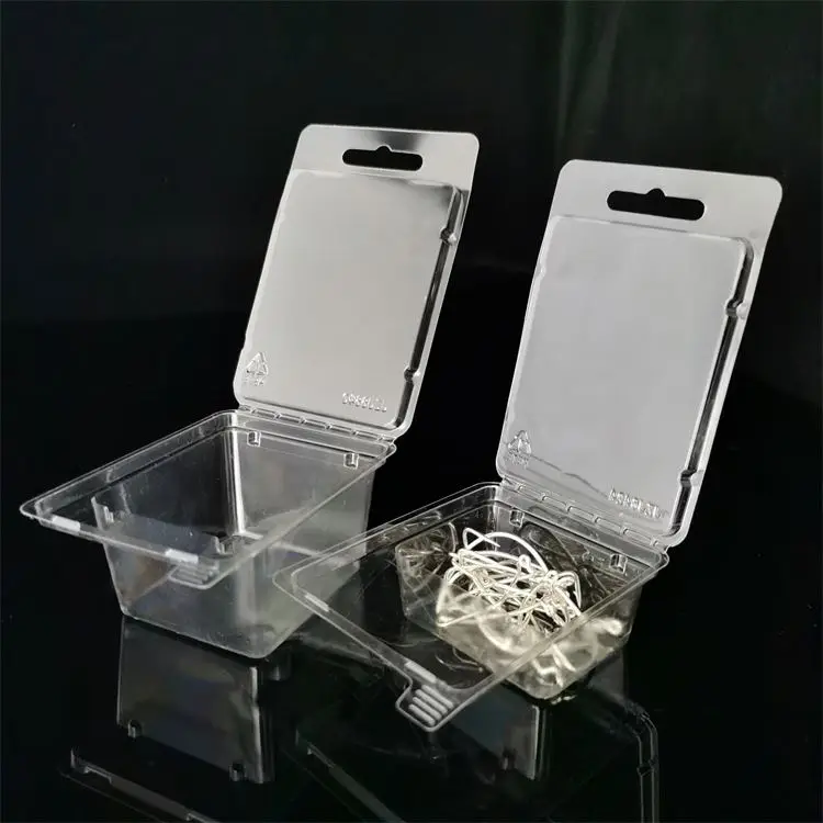 شفافة شفافة المواد المعاد تدويرها البلاستيك الحيوانات الأليفة نفطة البطلينوس قذيفة هدية صندوق عرض الصيد هوك الطعم بقعة #4