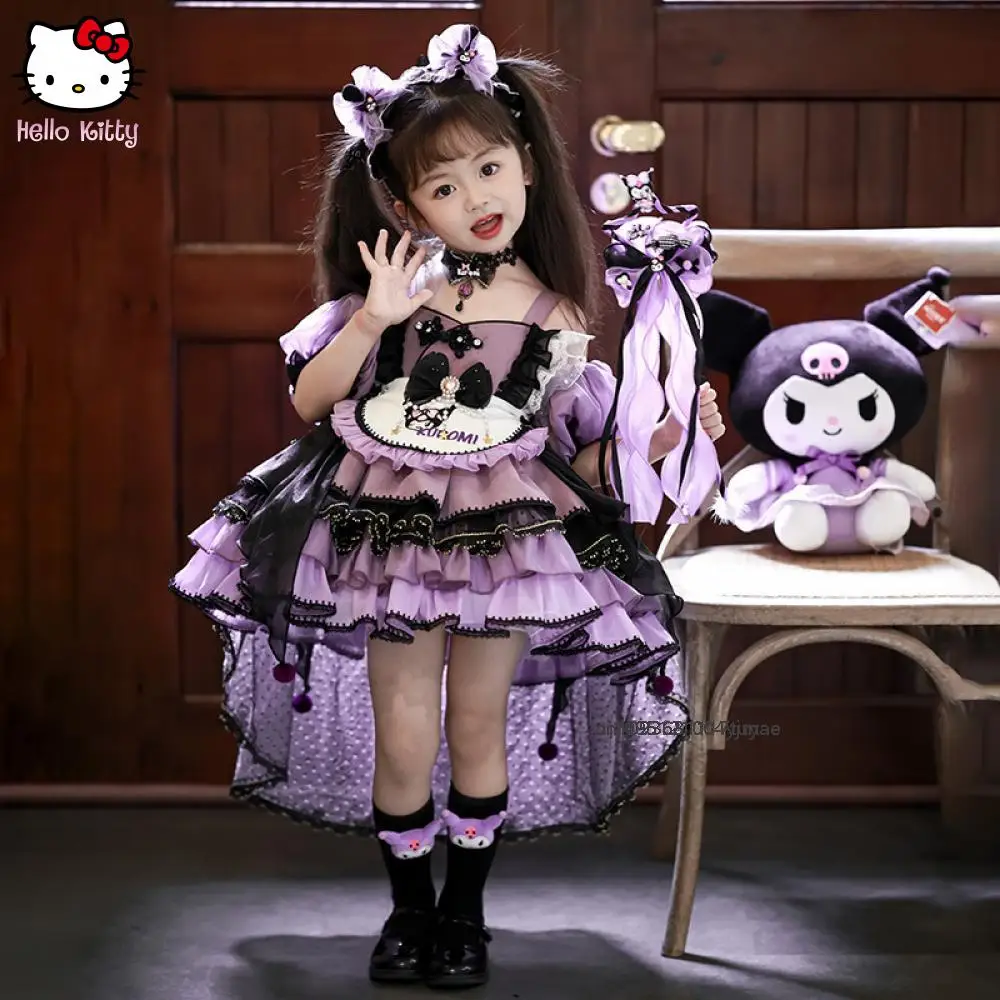 

Anime Sanrios Kuromi Kawaii Children's Cosplay Lolita Princess Dress Cartoon Girls New Cute Costume Party Dress Halloween Gifts