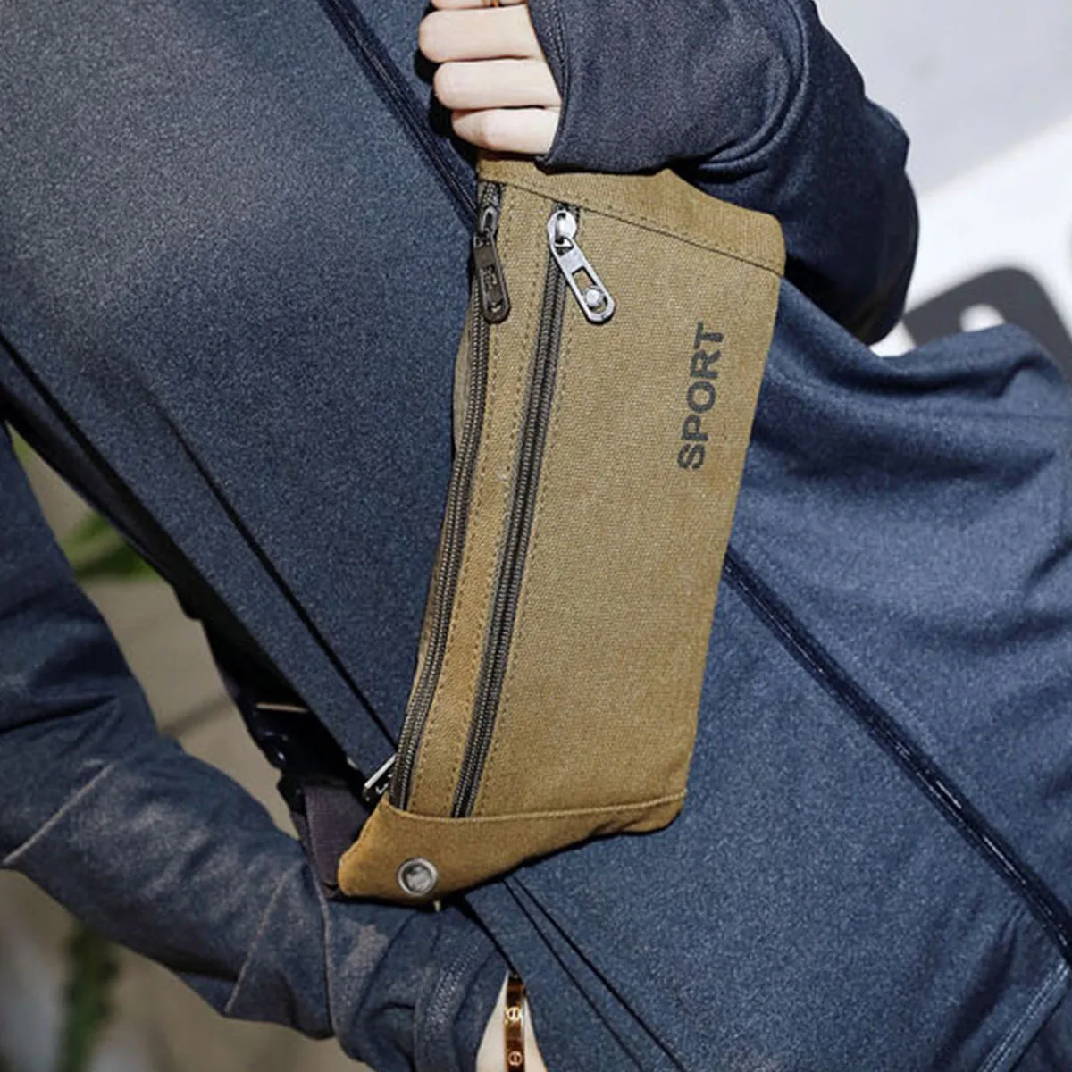 Running Sport Fitness Waist Bag Lightweight Canvas Tight-Fit Mobile Phone Pouch Durable for Exercise And Fitness