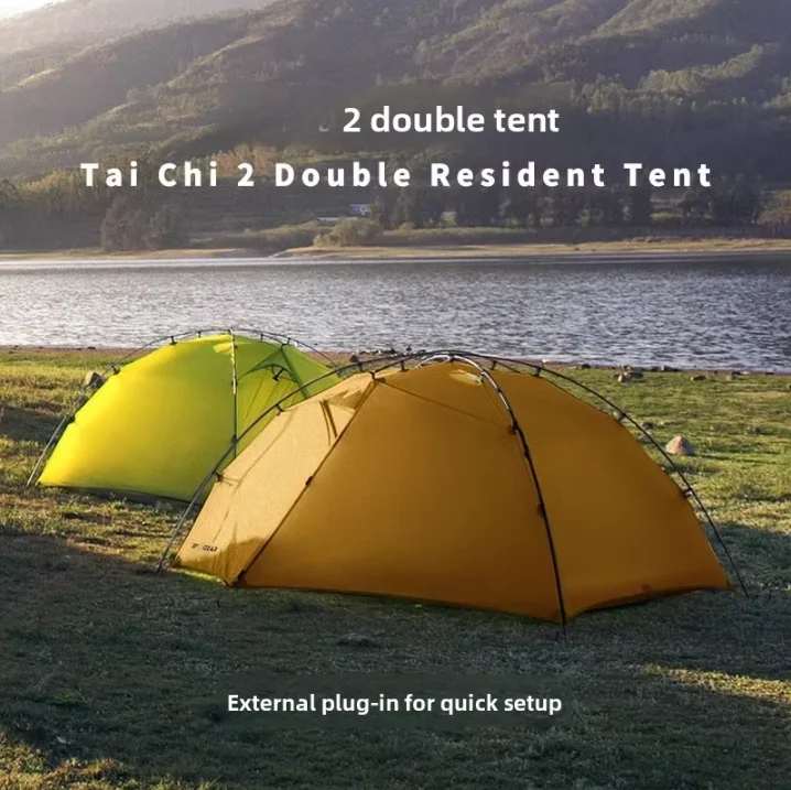 ZP0109 Double Person Camping Tent, Silicone Coated Fabric, 3000mm+ Waterproof Windproof Outdoor Hiking Gear