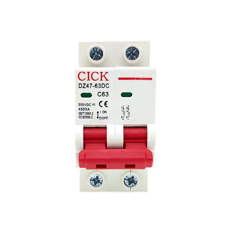 DC500V DC1000V DZ47 2P Solar Mini Circuit Breaker Overload Protection Switch 10A 16A 20A 25A 32A 40A 63A DC MCB For PV System