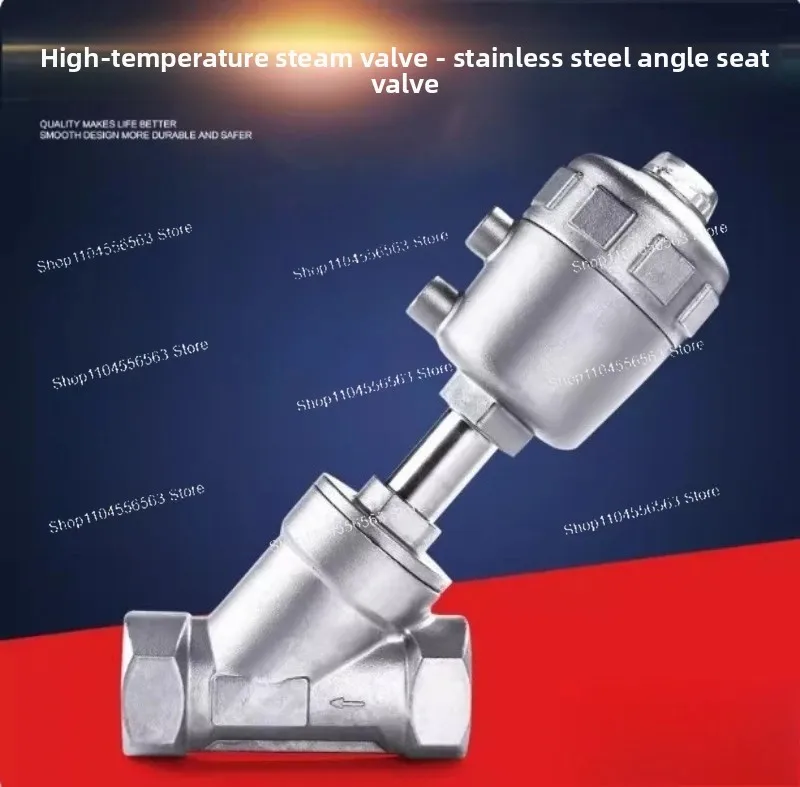 304/316 Stainless Steel Pneumatic Angle Seat Valve, Y-Pattern High Temp Threaded Steam Control Valve, Industrial Grade