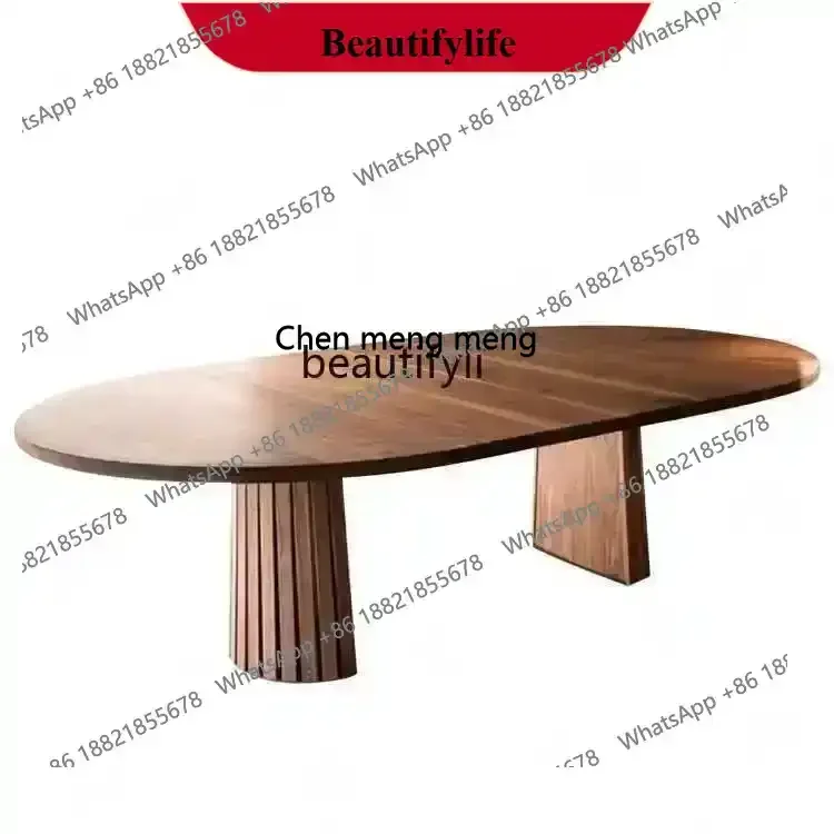 

X ss 8617 North American black walnut solid wood dining table, oval dining table, Nordic retro dining table