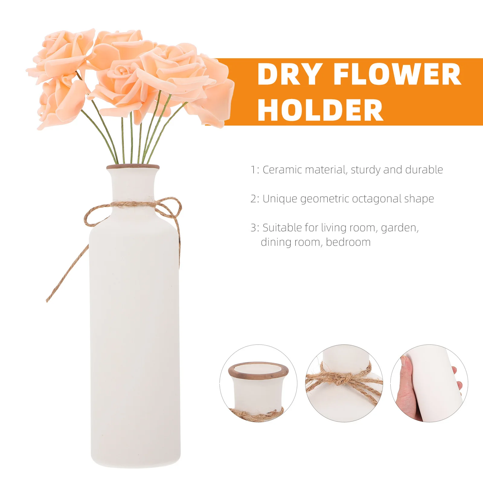 

1Pcs Ceramic Vase Fashionable Flower Pot Easy Clean Stable Design Home Decorative Gift Flower Arrangement Vase