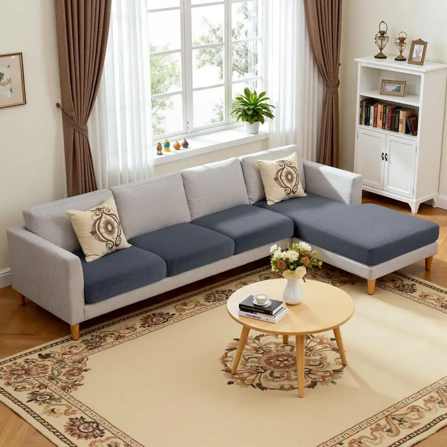 

Комплект чехлов для дивана: индивидуальные чехлы для подушек, двусторонние защитные накладки для L-образного дивана