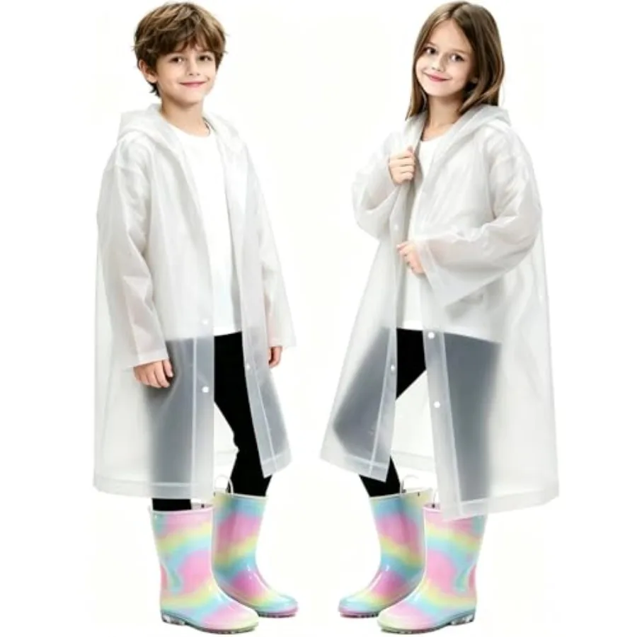 

2 Pack Raincoats for,Reusable Rain Ponchos with Hood and Sleeves Rain Coats for Boys and Girls