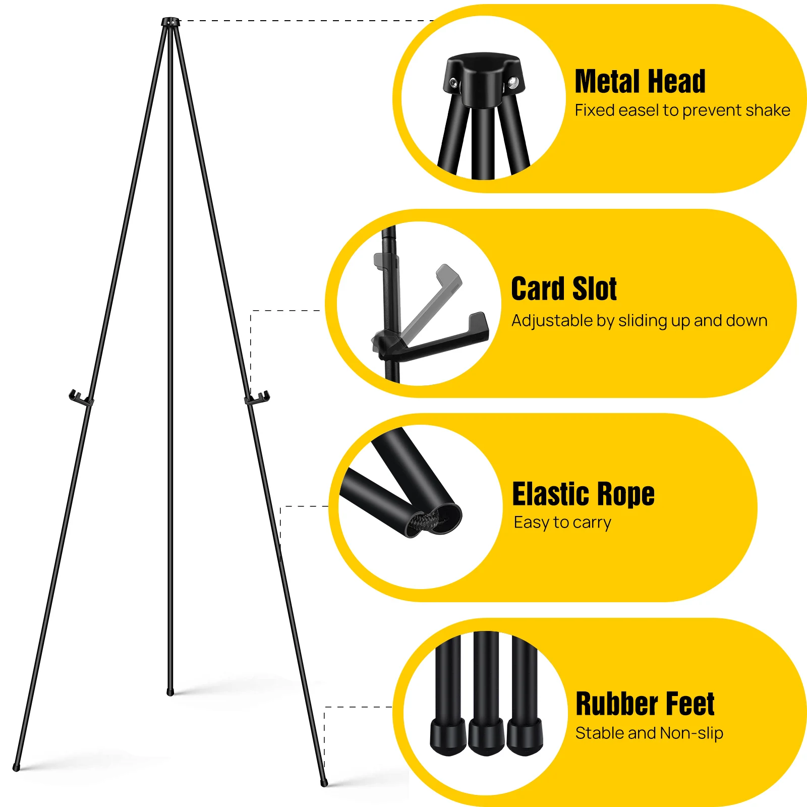 168cm Foldable Metal Tripod Easel Stand,Painting Easel Adjustable Art Easel for Wedding,Painting,Display Show,Business Promotion