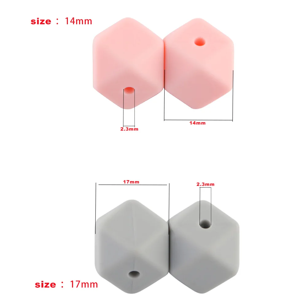 14mm Hexagon Silicone Beads 17mm Loose Silicone Beads Food Grade DIY Bead Pen Necklace Accessories For Jewelry Making