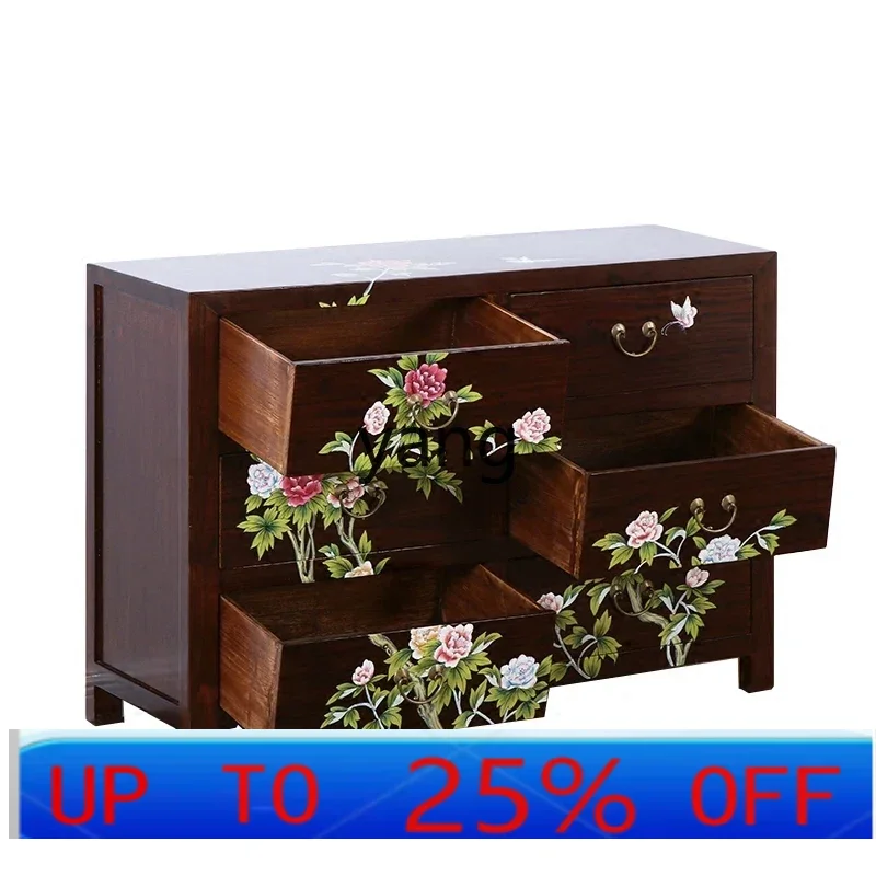 

LH new Chinese-style painted cabinet solid wood antique simple entrance foyer storage classical dining side cabinet