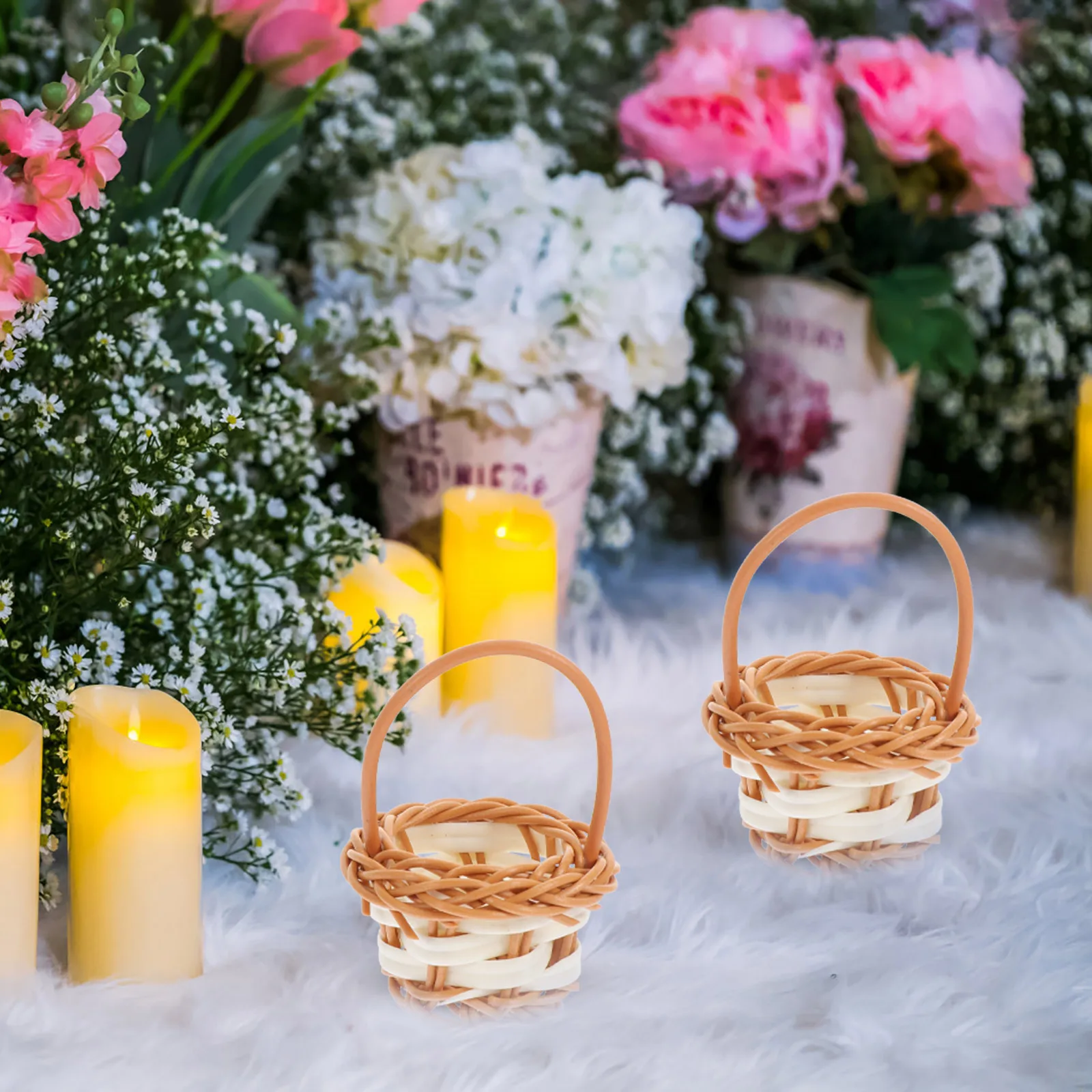 

10pcs Mini Rural Style Woven Baskets Small Storage Portable Decorative DIY Rattan Basket Toy Kids Room Accessories