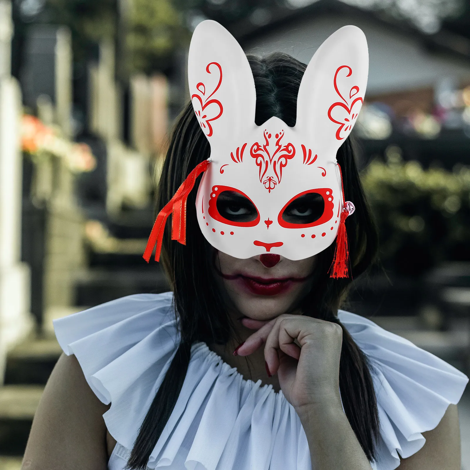 

Halloween Fox Mask Half Face Realistic Animal Design Comfortable Plastic Masquerade Party Carnival Cosplay Gift for Women