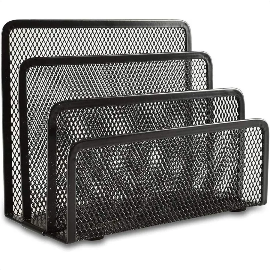 

Desk Mail Organizer Office Small Letter Sorter Desktop File Organizer Metal Mesh with 3 Vertical Upright Compartments 1 Pack