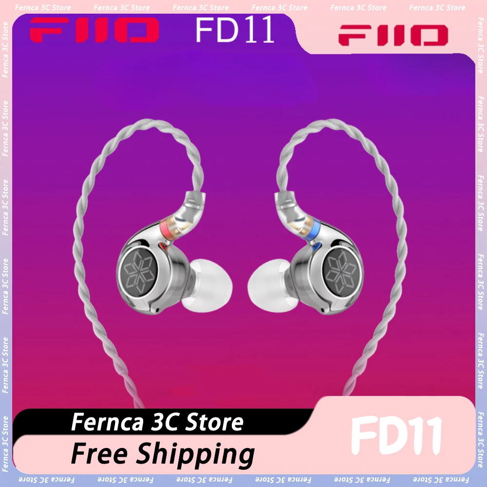 Fiio FD11 Wired In-Ear 10mm Dynamic Driver Monitor HiFi Earphones Replaceable Cable Earbuds High-Fidelity Music Custom Earphone