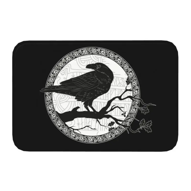 Odin Ravens Huginn Muninn Vikings Mythology Doormat Non-Slip Kitchen Bathroom Mat Garden Garage Door Floor Entrance Carpet Rug