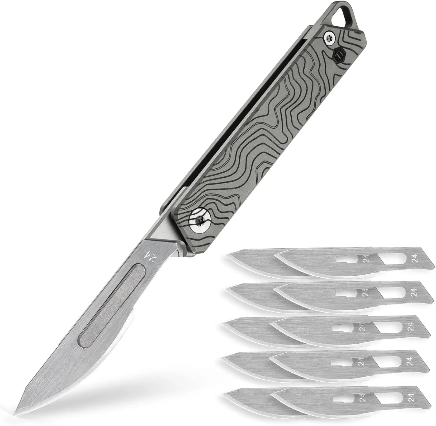 keyunity-kk02-titanium-flipper-pocket-knife-quick-open-keychain-folding-knife-with-24-replaceable-blades-for-everyday-carry