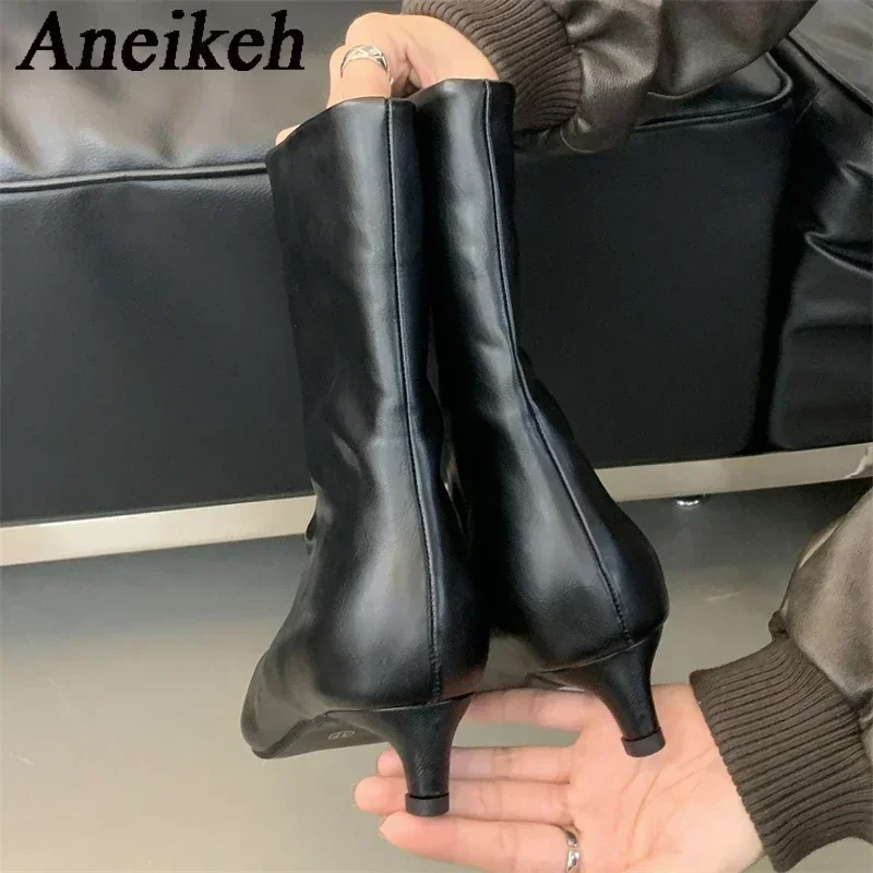 Aneikeh New Fashion Pointed Toe Ankle Boots Women Wedding Party Shoes Winter Autumn Slim Short Ladies Booties Botines Mujer view 5