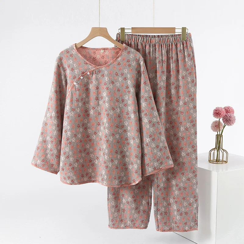 2 قطعة/المجموعة المرأة منامة دعوى الإناث النوم قطعتين مجموعة 2025 ربيع جديد بلوزات مستديرة العنق وبنطلون ملابس خاصة المتسكعون