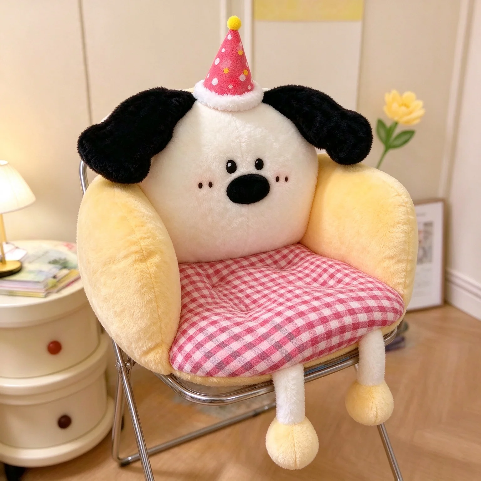 Cartoon integrated seat cushion and backrest pad, office back cushion, seat mat for student dormitory, relieves buttock pain fro